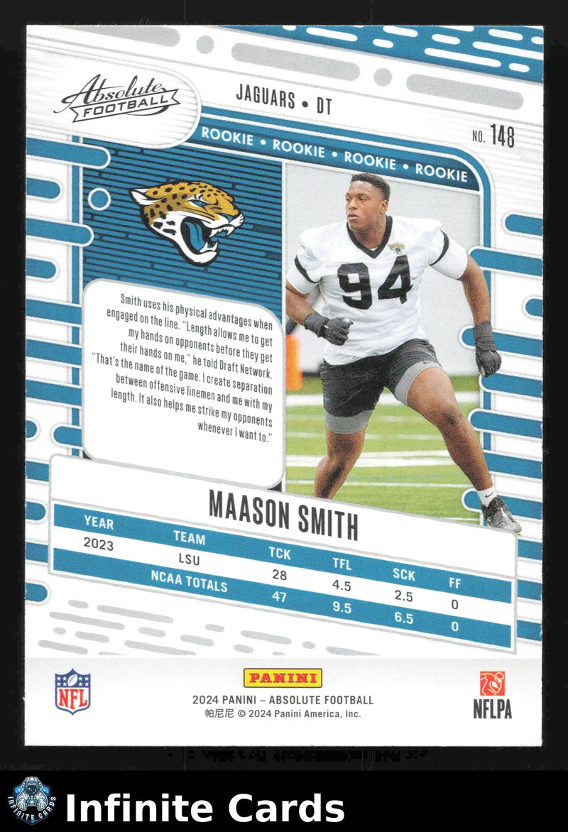 2024 Panini Absolute Football MAASON SMITH #148 Jacksonville Jaguars RC - Football Card Single