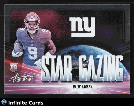 2024 Panini Absolute Football MALIK NABERS #SG-MNS Star Gazing Giants RC - Football Card Single
