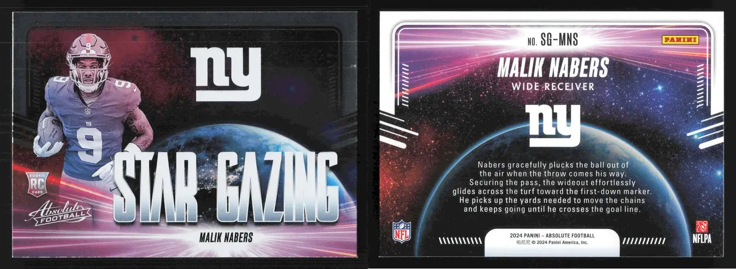 2024 Panini Absolute Football MALIK NABERS #SG-MNS Star Gazing Giants RC - Football Card Single