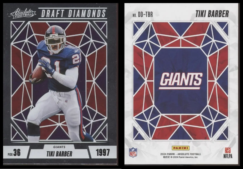 2024 Panini Absolute Football TIKI BARBER #DD-TBR Draft Diamonds New York Giants - Football Card Single