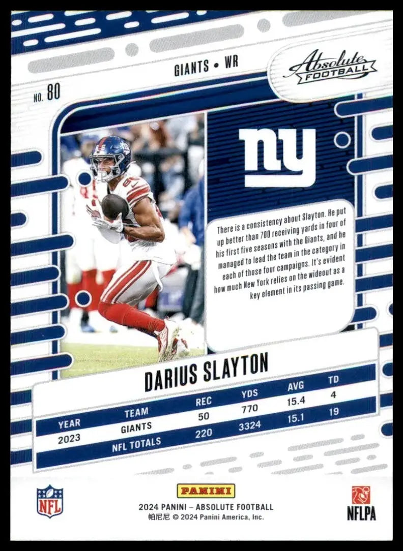 2024 Panini Absolute Green Darius Slayton #80 New York Giants Football Card NFL - Football Card Single