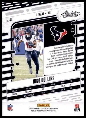 2024 Panini Absolute - Green Nico Collins 43 Houston Texans - Football Card Single