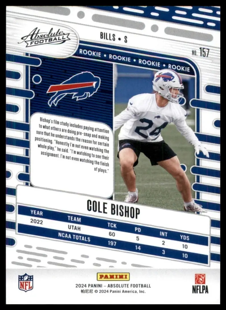 2024 Panini Absolute Green Rookie Cole Bishop #157 Buffalo Bills Football Card - Football Card Single