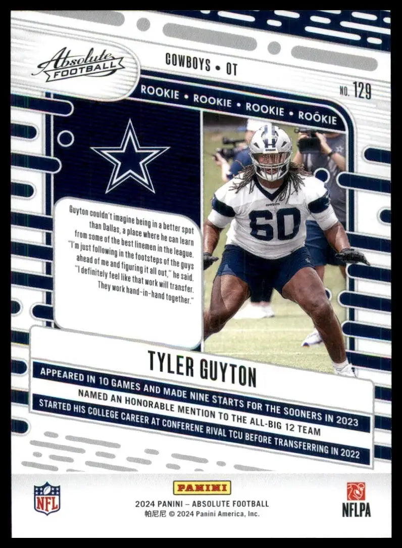 2024 Panini Absolute Green Rookie Tyler Guyton #129 Dallas Cowboys Football Card - Football Card Single