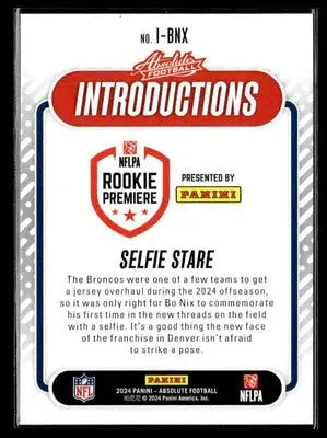 2024 Panini Absolute #I-BNX Bo Nix Introductions - Football Card Single