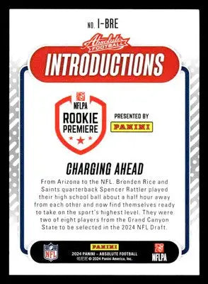 2024 Panini Absolute #I-BRE Brenden Rice Introductions - Football Card Single