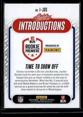 2024 Panini Absolute #I-JDS Jayden Daniels Introductions - Football Card Single