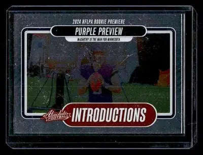 2024 Panini Absolute #I-JMY J.J. McCarthy Introductions RC Minnesota Vikings - Football Card Single