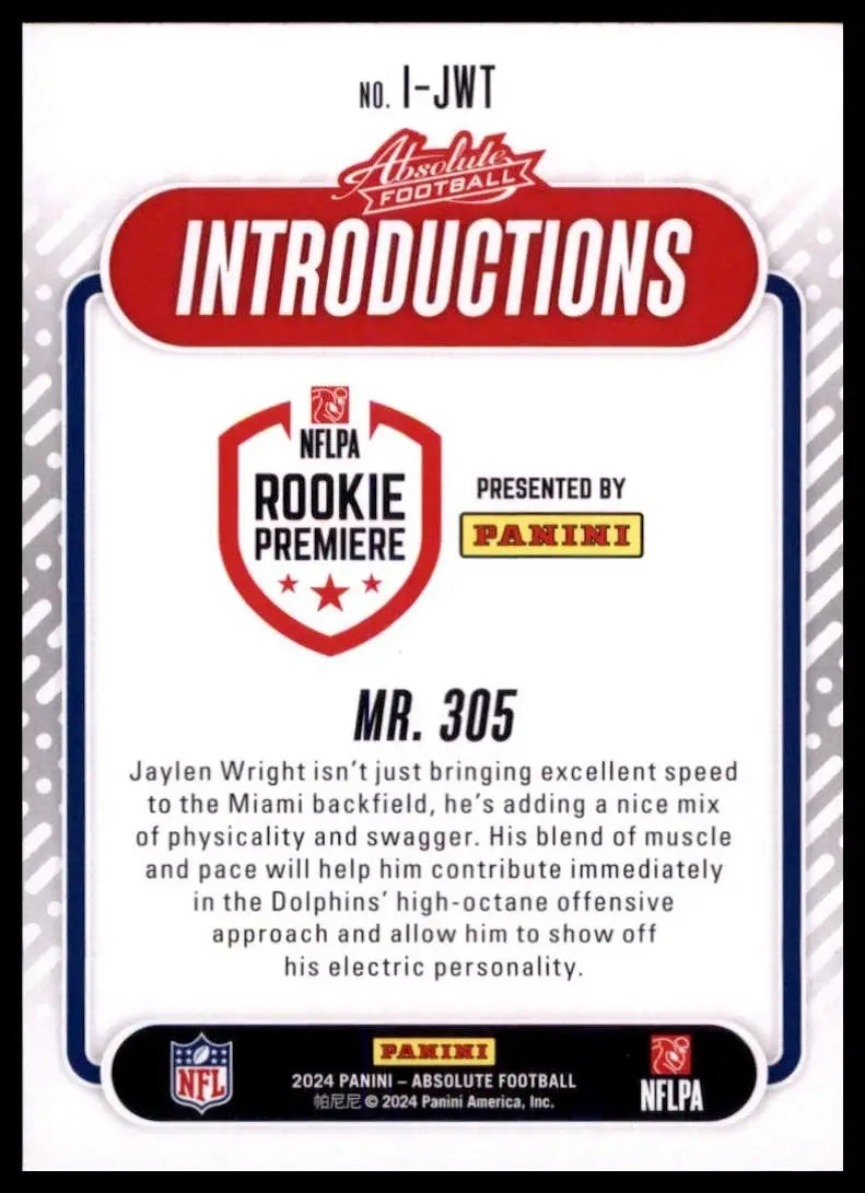 2024 Panini Absolute - Introductions Jaylen Wright #I-JWT (RC) - Basketball Card Single