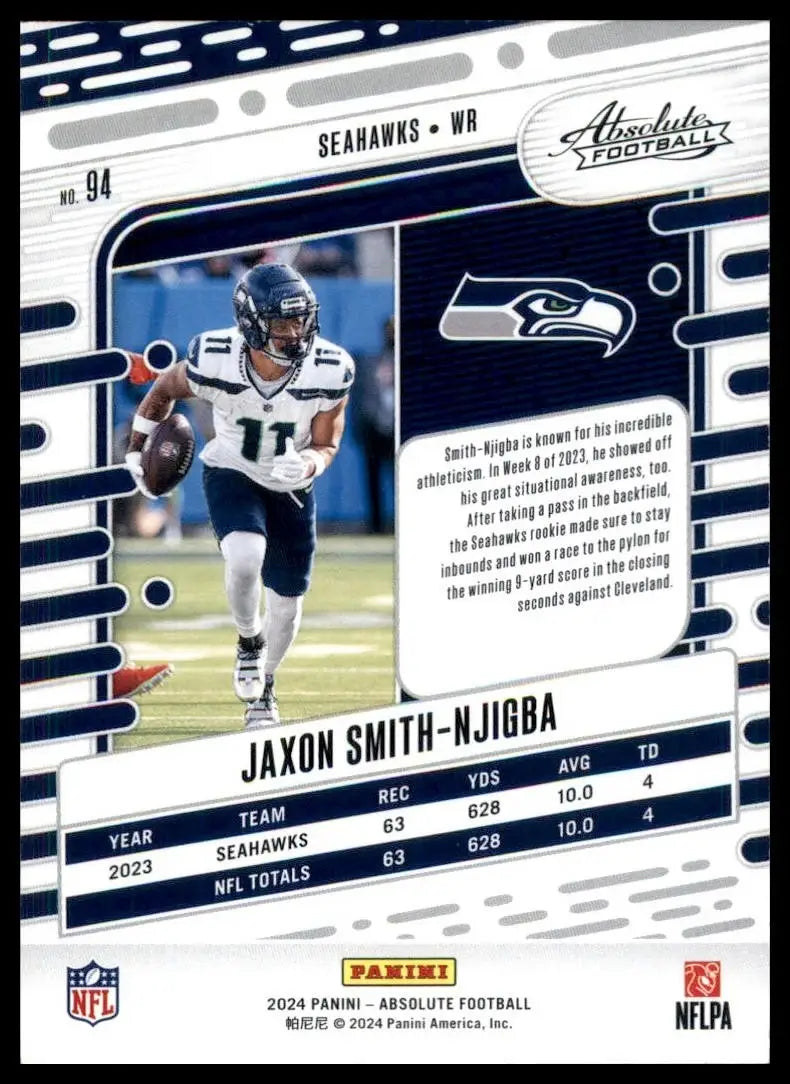 2024 Panini Absolute Jaxon Smith Njigba #94 Seattle Seahawks Football Card NFL
