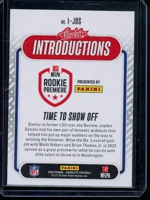 2024 Panini Absolute Jayden Daniels #1-JDS Football - Football Card Single