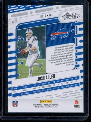 2024 Panini Absolute Josh Allen #11 Green Football - Football Card Single