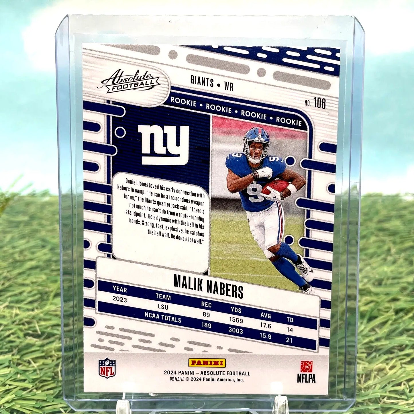 Malik Nabers football card from 2024 Panini Absolute #106 Rookie edition