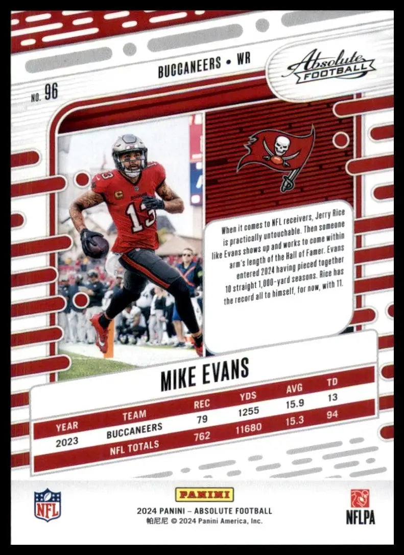 2024 Panini Absolute Mike Evans #96 Tampa Bay Buccaneers Football Card NFL Sport - Football Card Single