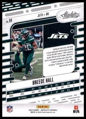 2024 Panini Absolute - Retail Breece Hall 84 New York Jets - Football Card Single