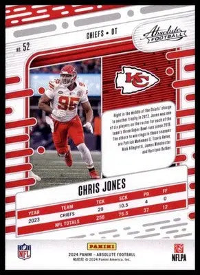 2024 Panini Absolute - Retail Chris Jones 52 Kansas City Chiefs - Football Card Single