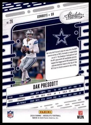 2024 Panini Absolute - Retail Dak Prescott 26 Dallas Cowboys - Football Card Single