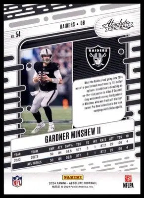 2024 Panini Absolute - Retail Gardner Minshew II 54 Las Vegas Raiders - Football Card Single