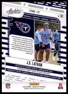2024 Panini Absolute - Retail J.C. Latham RC 107 Tennessee Titans