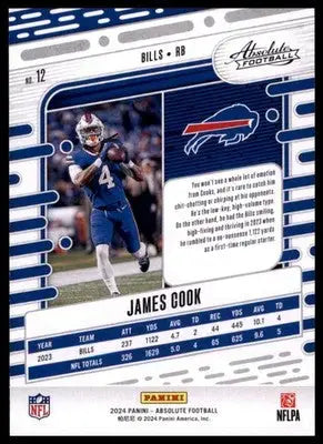 2024 Panini Absolute - Retail James Cook 12 Buffalo Bills - Football Card Single