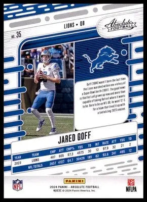 2024 Panini Absolute - Retail Jared Goff 35 Detroit Lions - Football Card Single