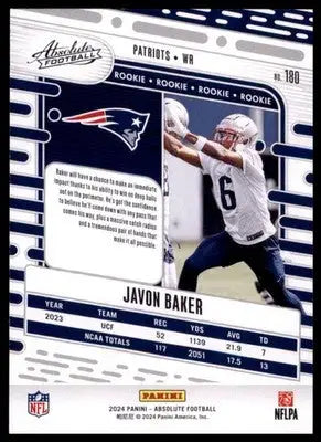 2024 Panini Absolute - Retail Javon Baker RC 180 New England Patriots - Football Card Single