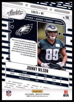 2024 Panini Absolute - Retail Johnny Wilson RC 196 Philadelphia Eagles - Football Card Single