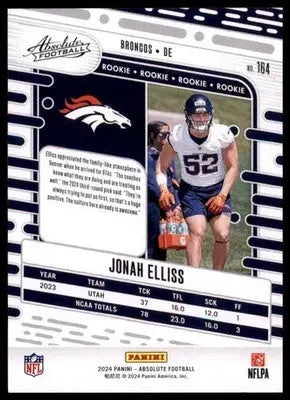 2024 Panini Absolute - Retail Jonah Elliss RC 164 Denver Broncos - Football Card Single