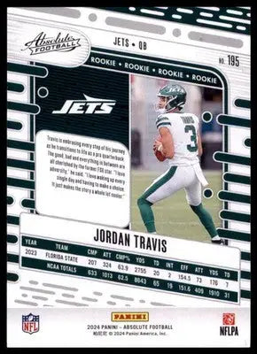 2024 Panini Absolute - Retail Jordan Travis RC 195 New York Jets - Football Card Single