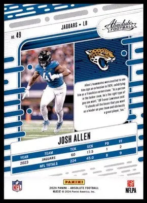 2024 Panini Absolute - Retail Josh Hines-Allen 49 Jacksonville Jaguars - Football Card Single