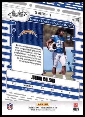 2024 Panini Absolute - Retail Junior Colson RC 162 Los Angeles Chargers - Football Card Single