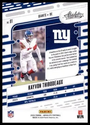2024 Panini Absolute - Retail Kayvon Thibodeaux 81 New York Giants - Football Card Single