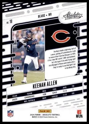 2024 Panini Absolute - Retail Keenan Allen 18 Chicago Bears - Football Card Single