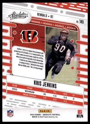 2024 Panini Absolute - Retail Kris Jenkins RC 149 Cincinnati Bengals - Football Card Single
