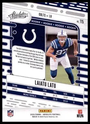 2024 Panini Absolute - Retail Laiatu Latu RC 115 Indianapolis Colts - Football Card Single