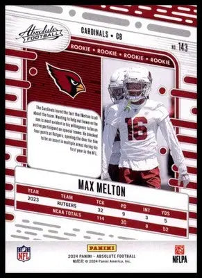 2024 Panini Absolute - Retail Max Melton RC 143 Arizona Cardinals