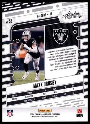 2024 Panini Absolute - Retail Maxx Crosby 56 Las Vegas Raiders - Football Card Single