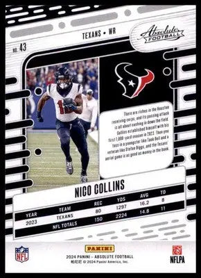 2024 Panini Absolute - Retail Nico Collins 43 Houston Texans - Football Card Single
