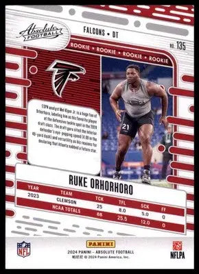 2024 Panini Absolute - Retail Ruke Orhorhoro RC 135 Atlanta Falcons - Football Card Single