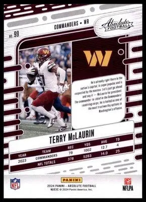 2024 Panini Absolute - Retail Terry McLaurin 99 Washington Commanders - Football Card Single