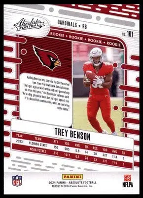 2024 Panini Absolute - Retail Trey Benson RC 161 Arizona Cardinals