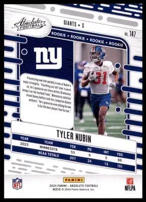 2024 Panini Absolute - Retail Tyler Nubin RC 147 New York Giants