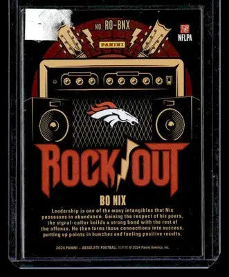 2024 Panini Absolute #RO-BNX Bo Nix Rock Out - Football Card Single