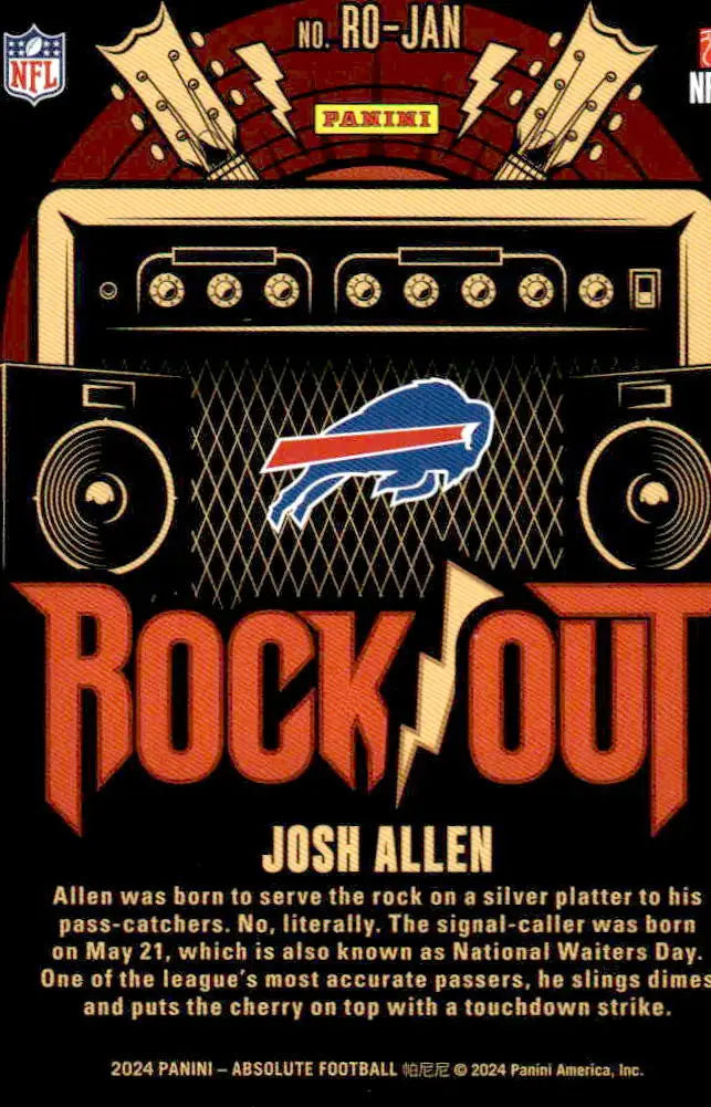 2024 Panini Absolute #RO-JAN Josh Allen Rock Out - Football Card Single