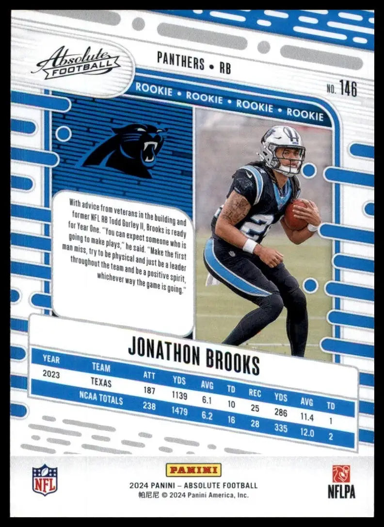 2024 Panini Absolute Rookie Jonathon Brooks #146 Carolina Panthers Football Card - Football Card Single