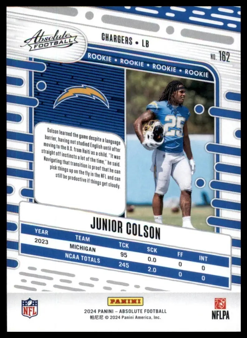 2024 Panini Absolute Rookie Junior Colson #162 Los Angeles Chargers Football NFL - Football Card Single