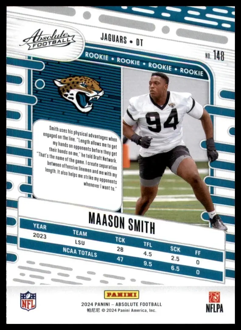2024 Panini Absolute Rookie Maason Smith #148 Jacksonville Jaguars Football Card