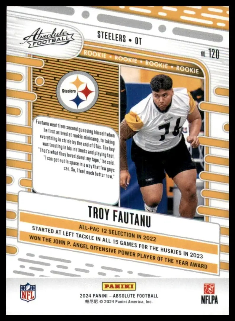 2024 Panini Absolute Rookie Troy Fautanu #120 Pittsburgh Steelers Football Card - Football Card Single