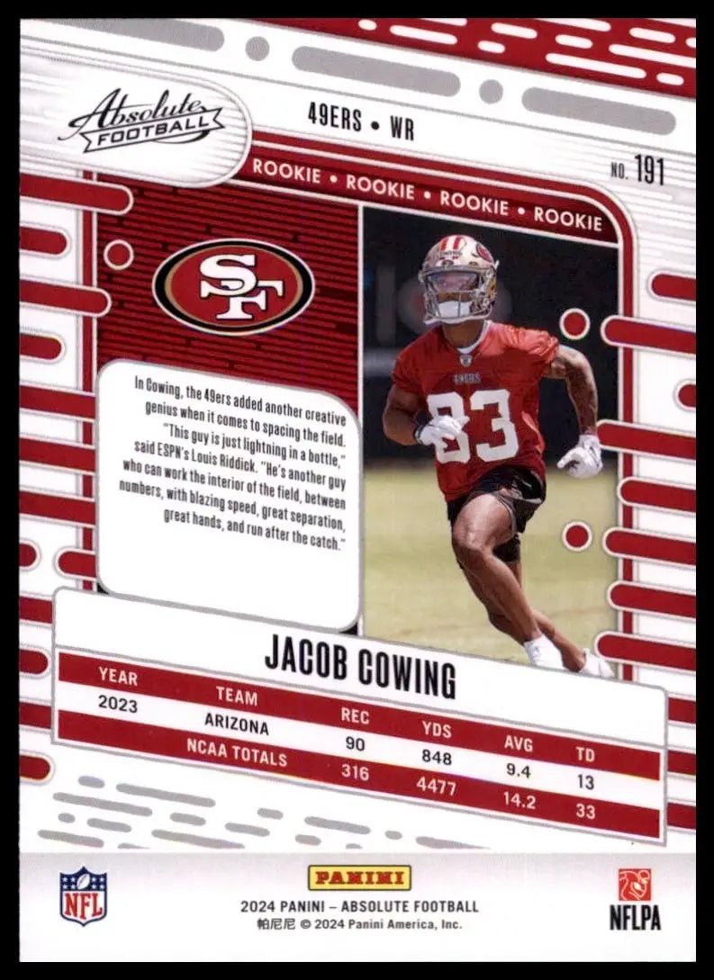 2024 Panini Absolute - Rookies Jacob Cowing #191 (RC) - Football Card Single