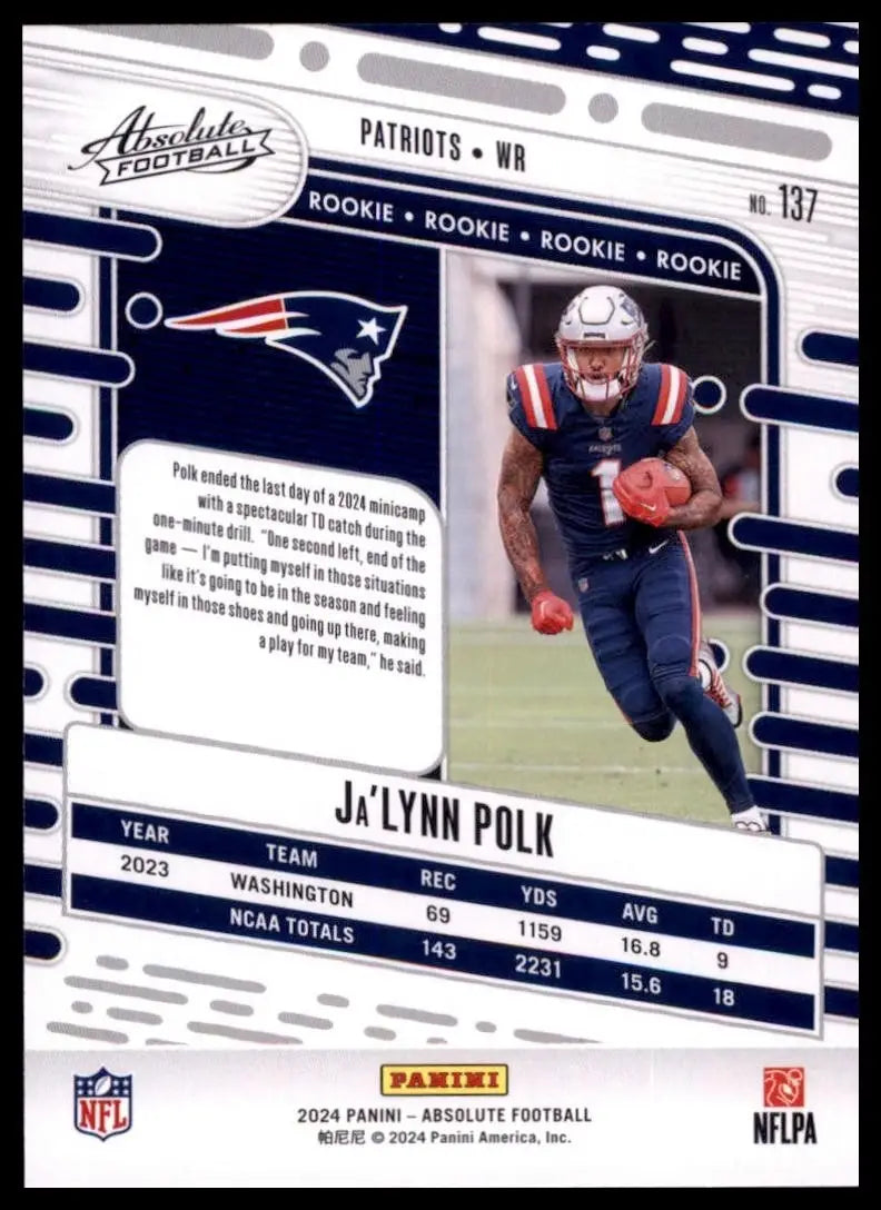2024 Panini Absolute - Rookies Ja’Lynn Polk #137 (RC) - Football Card Single